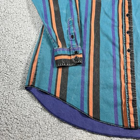 Wrangler Brushpopper Shirt Mens 18.5 Stripe Colorful Western Rodeo Cowboy VTG - Picture 10 of 12
